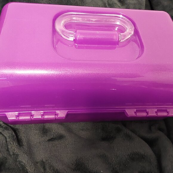 CABOODLES VINTAGE MAKEUP CASE ORGANIZER WITH MIRROR KISS LIP LATCH - Picture 2 of 16